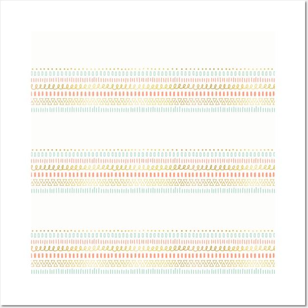 Boho Gilded Doodle Stripes Wall Art by Sandra Hutter Designs